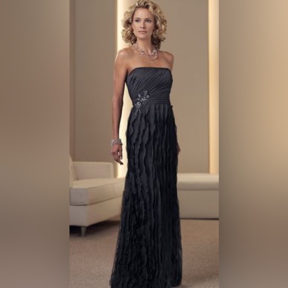 MONTAGE by MON CHERI Strapless Formal Gown Dress Rhinestones Size 16 Black - Picture 1 of 9